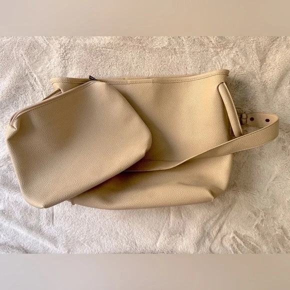 NWT Anthropologie Loop Handle Bucket Bag Taupe Vegan Leather - Picture 6 of 10